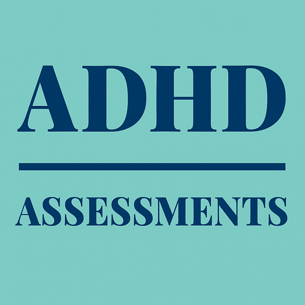 Professional ADHD Assessments — Clear, Evidence-Based, Supportive Square teal logo with dark blue text: ADHD Assessments.