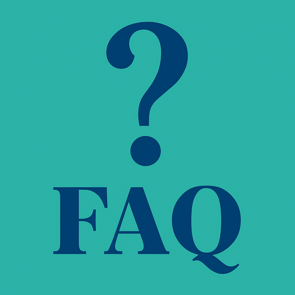 CBT FAQ Dorset and Online Cognitive Behavioural Therapy - A green background showing a blue question mark and FAQ